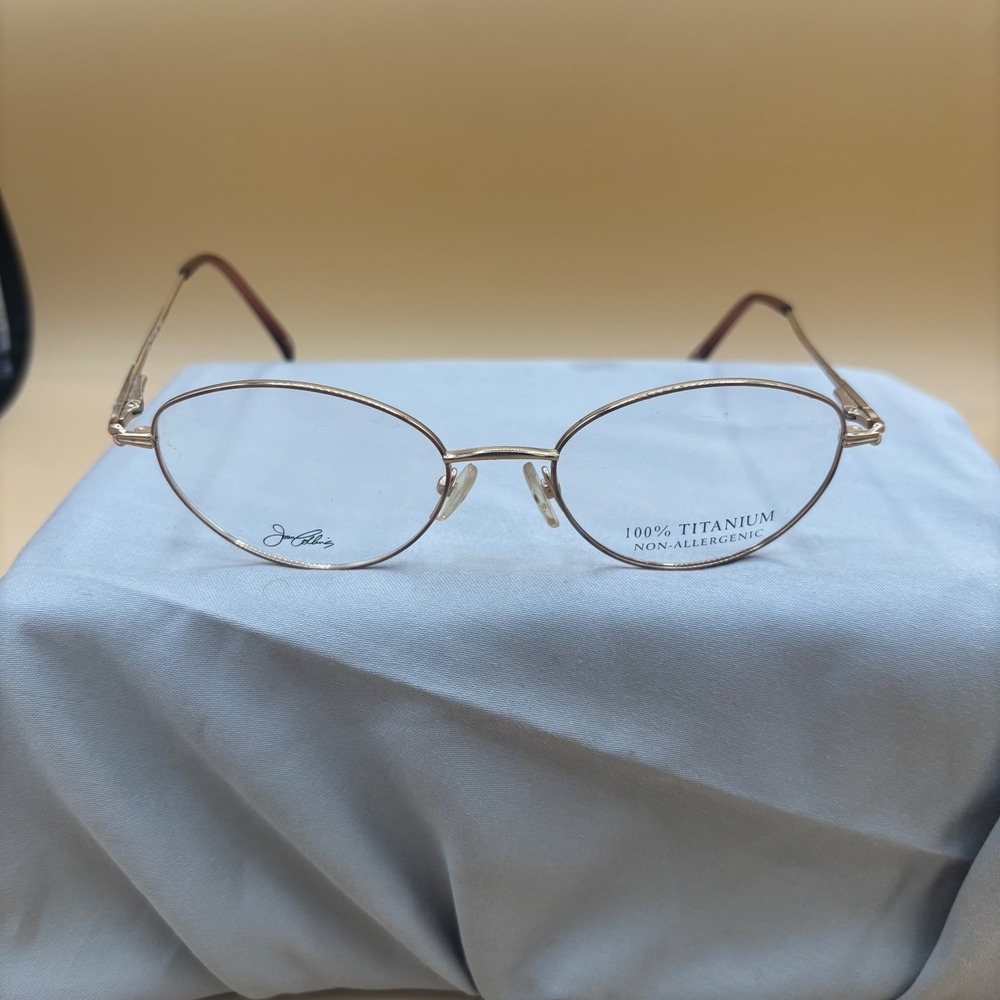 Joan Collins 9801 Titanium Glasses Frames Gold Oval 52/18/140 GBR Non-Allergenic